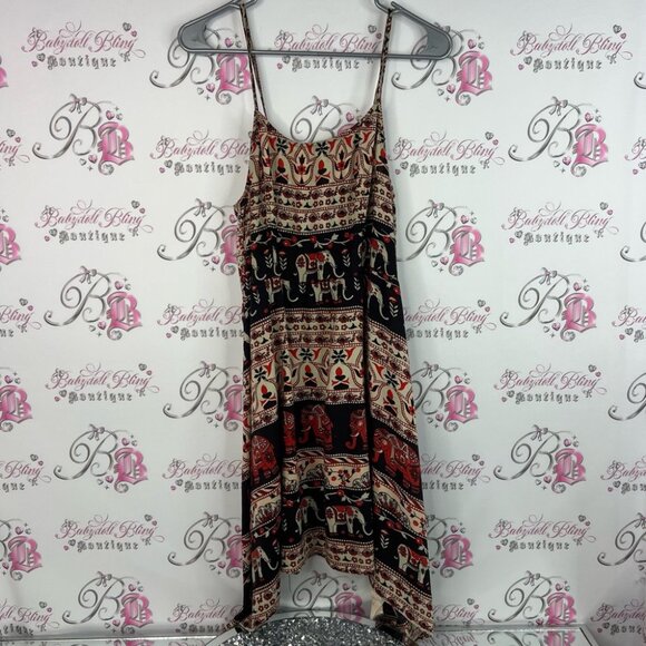 Bluenotes dress Elephant Print Mini Dress - Black and Red Thailand style - Picture 1 of 9